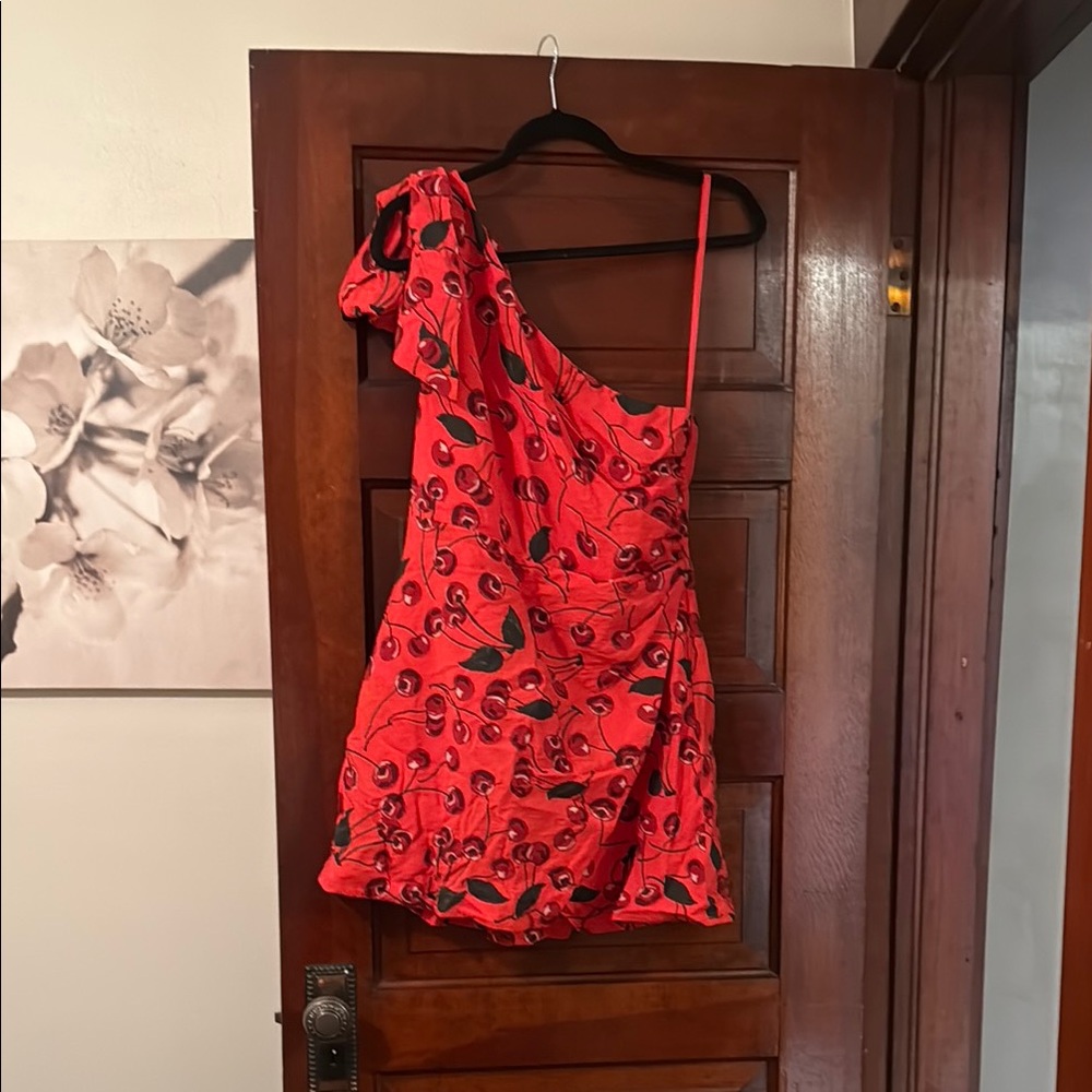 Maeve Red Asymmetrical Tie Front Sundress
